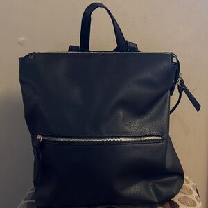 LOW START!!!! NWOT Black Leather Backpack with Front Zipper